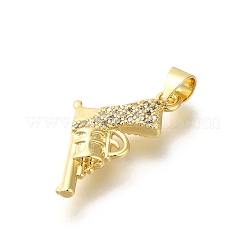 Rack Plating Brass with Cubic Zirconia Pendants&nbsp;KK-Z086-44G