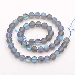 Round Synthetic Frosted Moonstone Beads Strands&nbsp;G-M209-01