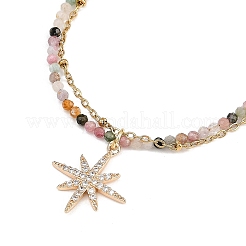 Natural Multicolor Tourmaline Beads Bracelets & Necklaces Sets&nbsp;SJEW-JS01358