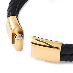Natural Lava Rock Bead Leather Cord Multi-strand Bracelets&nbsp;BJEW-A009-05G