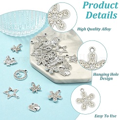 23Pcs 8 Styles Alloy Crystal Rhinestone Pendants&nbsp;ALRI-YW0001-42