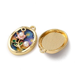 Printed Alloy Enamel Pendants&nbsp;ENAM-B028-36KCG-02