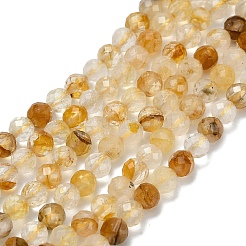 Grade A Natural Yellow Hematoid Quartz Beads Strands&nbsp;G-L642-F04-4mm