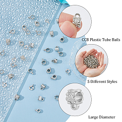 300Pcs 5 Styles CCB Plastic Tube Bails&nbsp;CCB-DC0001-19P