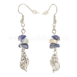 Natural Sodalite Chips Beaded Dangle Earrings&nbsp;EJEW-JE04890-02
