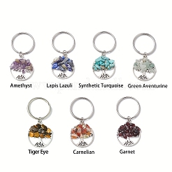 7Pcs Natural & Synthetic Mixed Stone Tree of Life Keychains&nbsp;KEYC-JKC01369