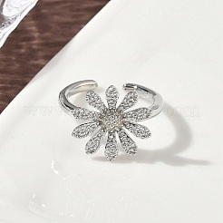 Brass Micro Pave Cubic Zirconia Cuff Open Rings&nbsp;RJEW-H256-06P
