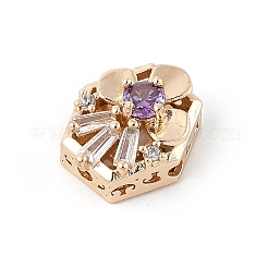 Brass Micro Pave Cubic Zirconia Beads&nbsp;KK-K297-28G-03