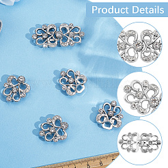 4Pcs Flower Alloy Crystal Rhinestone Adjustable Jean Button Pins&nbsp;FIND-CY0002-27P