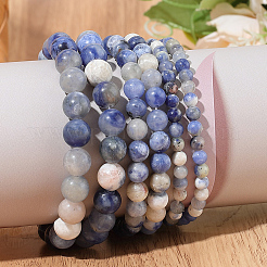 3Strands 3 Styles Natural Sodalite Round Bead Strands&nbsp;G-PA0001-41
