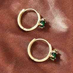 Brass Micro Pave Cubic Zirconia Hoop Earrings&nbsp;EJEW-P346-04G-01