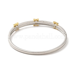 Rack Plating Brass Hinged Bangles with Cubic Zirconia&nbsp;BJEW-D059-01P