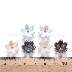 6-Petal Spray Painted Acrylic Bead Caps&nbsp;MACR-S373-46J