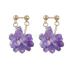 3 Pairs Flower Brass Resin Dangle Stud Earrings&nbsp;EJEW-TA00778