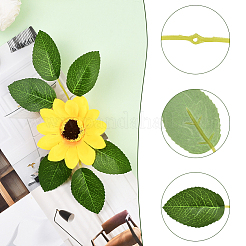 50Pcs Plastic & Cloth Artificial Rose Leaves with Stems&nbsp;AJEW-SP0003-82