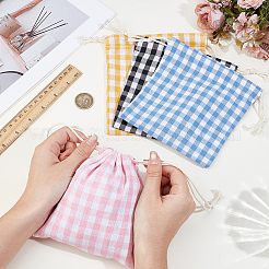 4Pcs 4 Colors Tartan Linen Storage Bags&nbsp;ABAG-CY0001-08