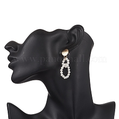Brass Shell Pearl Dangle Stud Earrings&nbsp;EJEW-TA00686