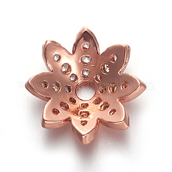Brass Micro Pave Cubic Zirconia Bead Caps&nbsp;ZIRC-E158-12RG