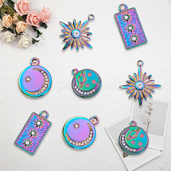 8Pcs 4 Styles Moon & Planet & Star Theme 304 Stainless Steel Pendants&nbsp;STAS-BBC0009-34