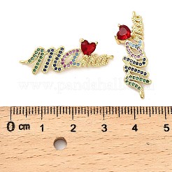Mother's Day Brass Micro Pave Cubic Zirconia Word Love Heart Mama Connector Charms&nbsp;KK-M324-01B-G