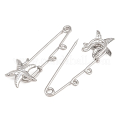 Starfish 304 Stainless Steel Safety Pins Brooch Findings&nbsp;SA-CBA098D-16I-P02