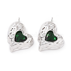 Brass Micro Pave Green Cubic Zirconia Pendants&nbsp;KK-E068-VC453