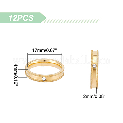 12Pcs Crystal Rhinestone Grooved Finger Ring&nbsp;RJEW-UN0002-46G