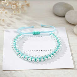 Imitation Pearl Round Beads Braided Bead Bracelets&nbsp;OE8448-2