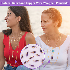 12Pcs Natural Gemstone Copper Wire Wrapped Pendants&nbsp;PALLOY-FG0001-02B