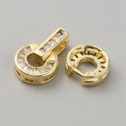 Brass Pave Clear Cubic Zirconia Fold Over Clasps&nbsp;KK-WH0079-35LG