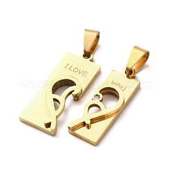 304 Stainless Steel Rhinestone Split Pendants&nbsp;STAS-F368-19G