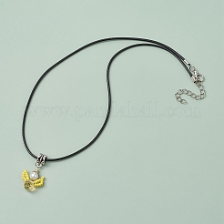 Glass Seed Beads & Glass Pearl Angel Pendant Necklaces&nbsp;NJEW-MZ00056-02