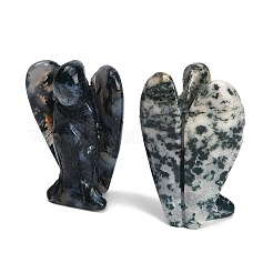 Natural Moss Agate Carved Angel Figurines&nbsp;G-O200-03J-01
