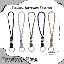 5Pcs 5 Colors Alloy Skull 7 Inner Cores Polyester & Spandex Cord Ropes Pendant Decorations&nbsp;HJEW-HY00190