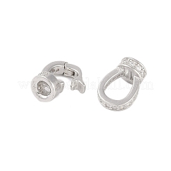 925 Sterling Silver Micro Pave Clear Cubic Zirconia Fold Over Clasps&nbsp;STER-U004-02P