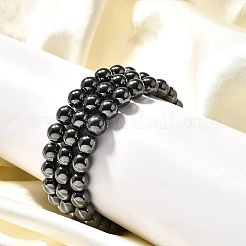 Synthetic Hematite Round Beaded Stretch Bracelet&nbsp;BJEW-F203-10