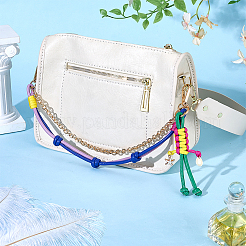 1Pc Zinc Alloy Chain & Natural Cowrie Shell & Human Imitation Leather Braided Cord Bag Decorative Chains&nbsp;FIND-PH0059-82