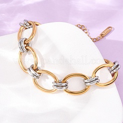 Two Tone 304 Stainless Steel Link Chain Bracelets for Women&nbsp;SA-CBA7B26-05GP-01