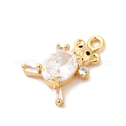 Brass Micro Pave Cubic Zirconia Pendants&nbsp;KK-P340-52G