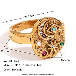 304 Stainless Steel Rhinestone Finger Rings&nbsp;WG3D517-02