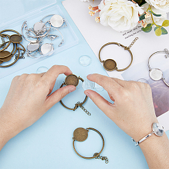 DIY Blank Dome Flat Round Link Bracelet Making Kit&nbsp;DIY-FH0005-75