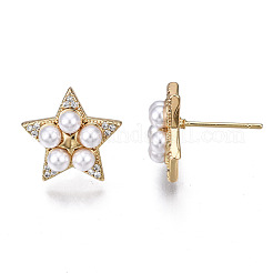 Brass Micro Pave Cubic Zirconia Stud Earrings&nbsp;EJEW-T014-57G-NF
