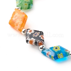 Handmade Millefiori Lampwork Beads Stretch Bracelet for Teen Girl Women Gift&nbsp;BJEW-JB06847-05