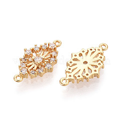 Brass Pave Clear Cubic Zirconia Connector Charms&nbsp;KK-T078-18G-01
