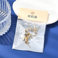 SHEGRACE Brass ABS Imitation Pearl Half Round Stud Earring Findings&nbsp;XGR0101G-118G