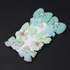 5 Pair 5 Style Bowknot & Flower Polyester Alligator Hair Clips&nbsp;PHAR-C012-01B