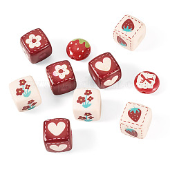 10Pcs 5 Styles Opaque Printed Acrylic Beads&nbsp;MACR-TA0002-96