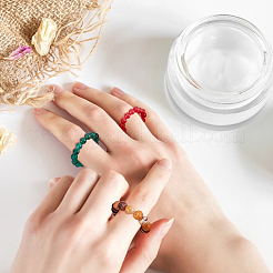 16Pcs 16 Style Natural & Synthetic Mixed Gemstone Round Beaded Stretch Rings Set for Women&nbsp;RJEW-AN0001-01