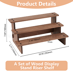 3-Tier Wooden Jewelry Organizer Display Risers&nbsp;ODIS-WH0058-19B
