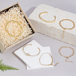 Synthetic Non-magnetic Hematite & Brass & Stainless Steel Cuff Bangles & Link & Charm Bracelets Sets&nbsp;BJEW-PH0004-44